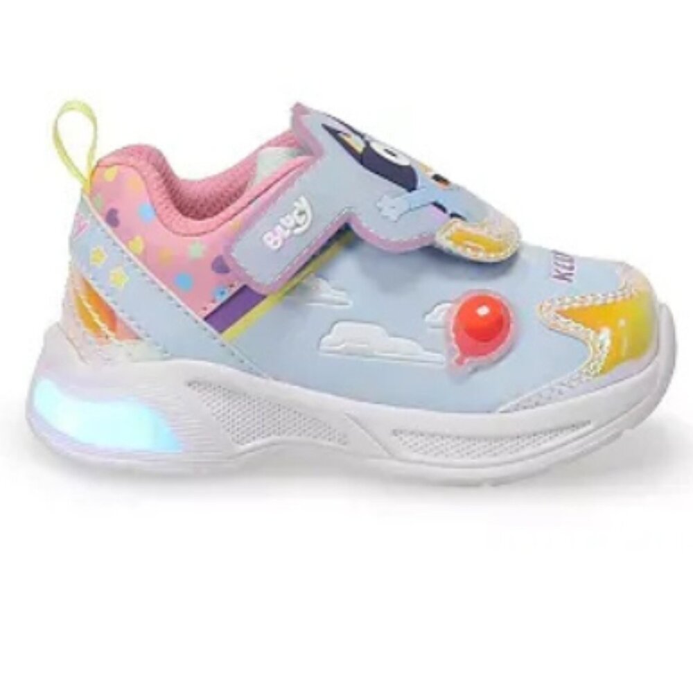 Bluey & Bingo Toddler Girls Light Up Sneakers LED Slip On Shoes Blue Size 9T